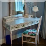 F54. Painted vanity with matching chair .59”h x 43”w x 18”d 